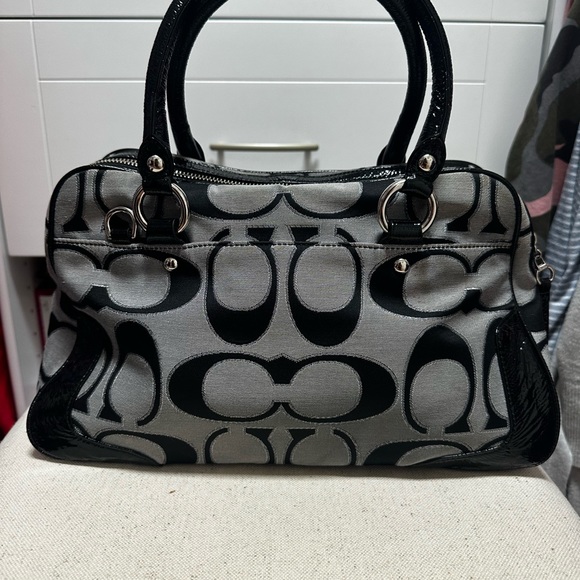 Gray and Black Coach Signature Bag - Picture 2 of 7